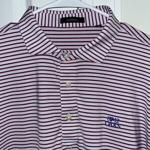 Red White & Blue Stripe famous 12 Oaks Raleigh NC area Golf Course Polo shirt L